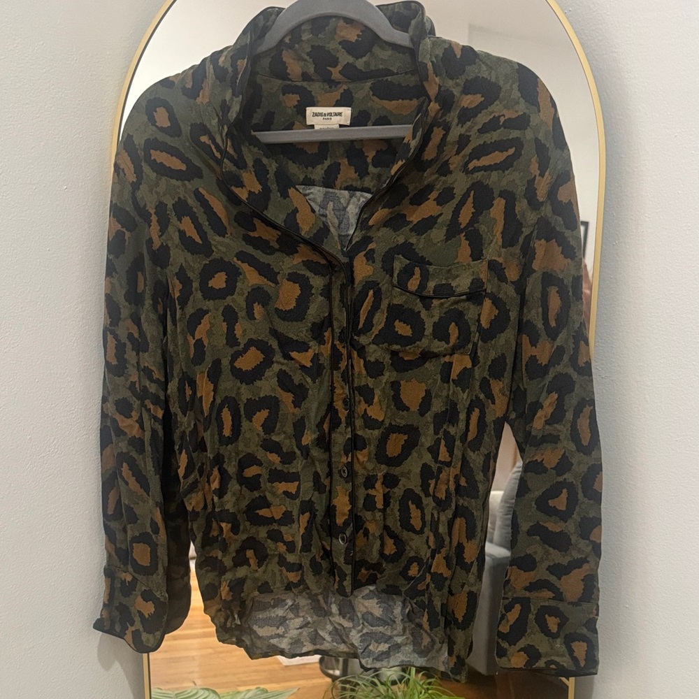 Zadig & Voltaire Green Print Shirt, Small